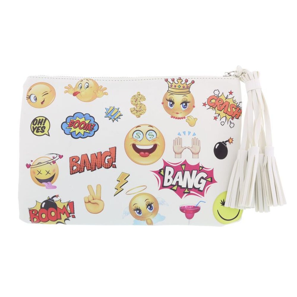 Daniela Fargion White Emogi Print Pop Art Pouch Clutch - Picture 4 of 5